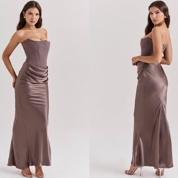 House of Cb ‘Persephone’ Smoke Strapless Corset Maxi Dress NWT - Picture 3 of 7